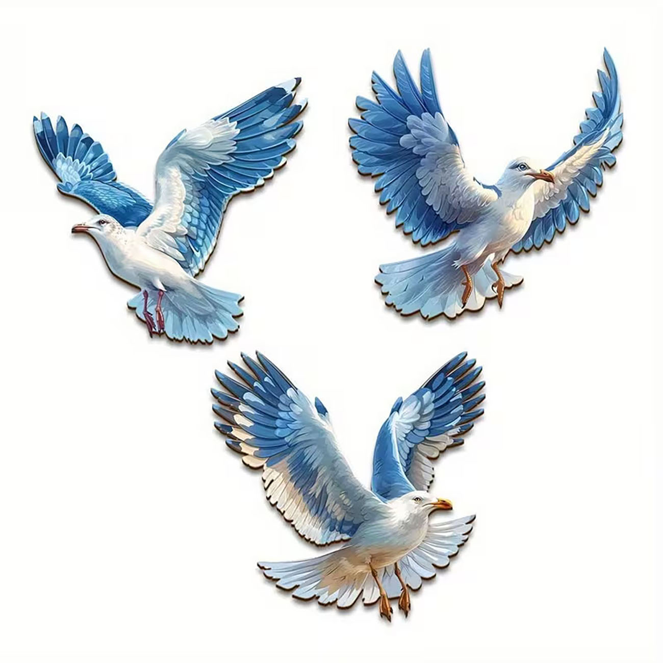 Xfasten Woodworking Double Sided Tape - 3PCS Seagull Wall Decor, Coastal Wooden