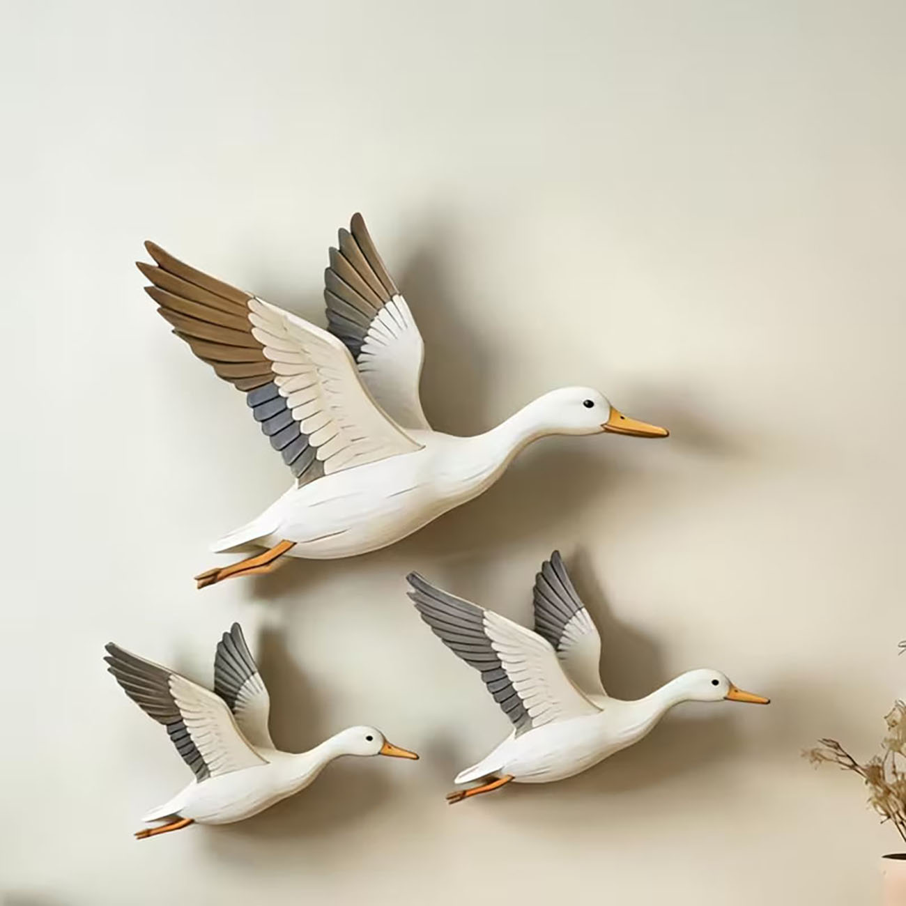 Xfasten Woodworking Double Sided Tape - 3Pcs Flying Duck Wooden Wall Decor