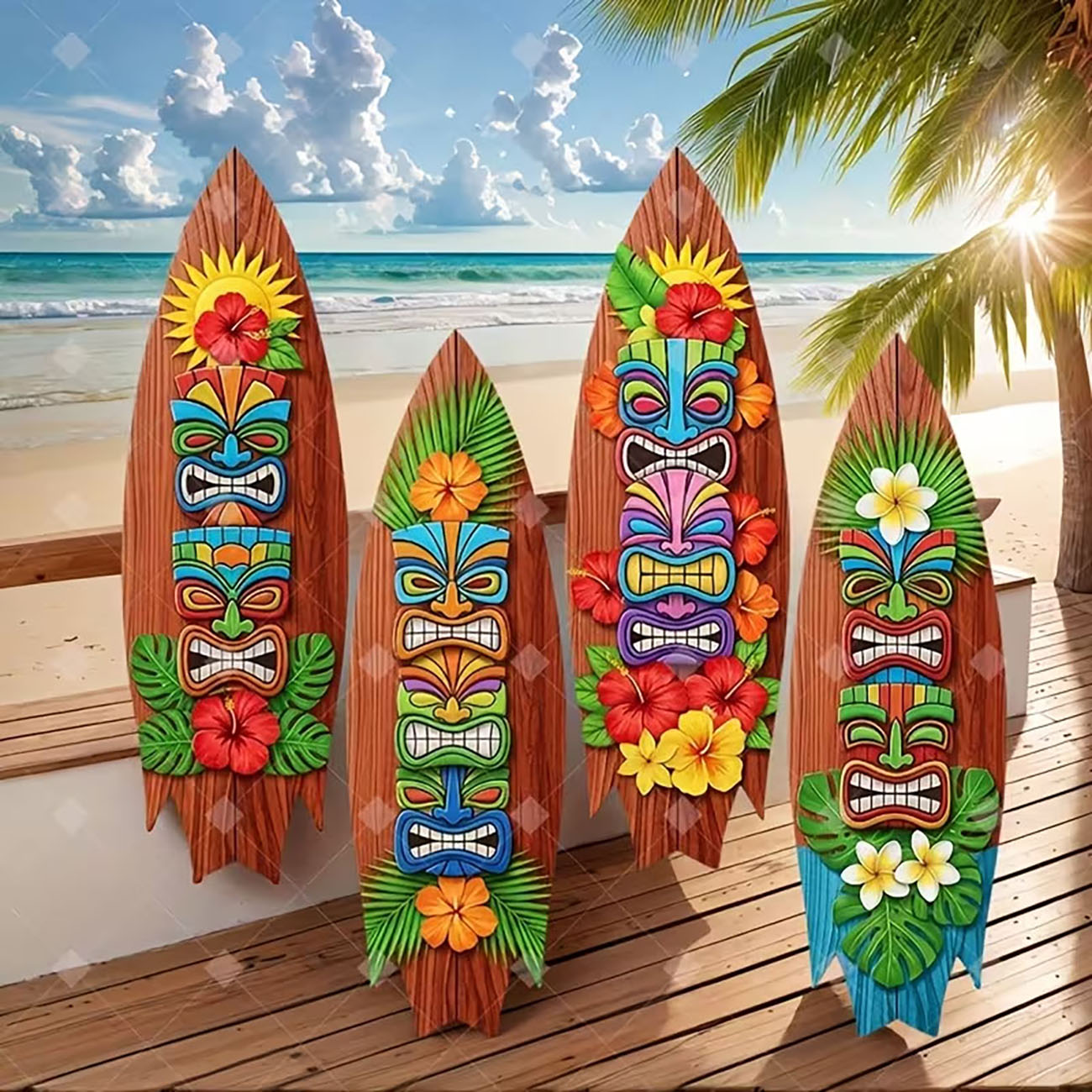 4pcs Tiki Totem Surfboard Wood - Xfasten Woodworking Double Sided Tape ulasan dan harga