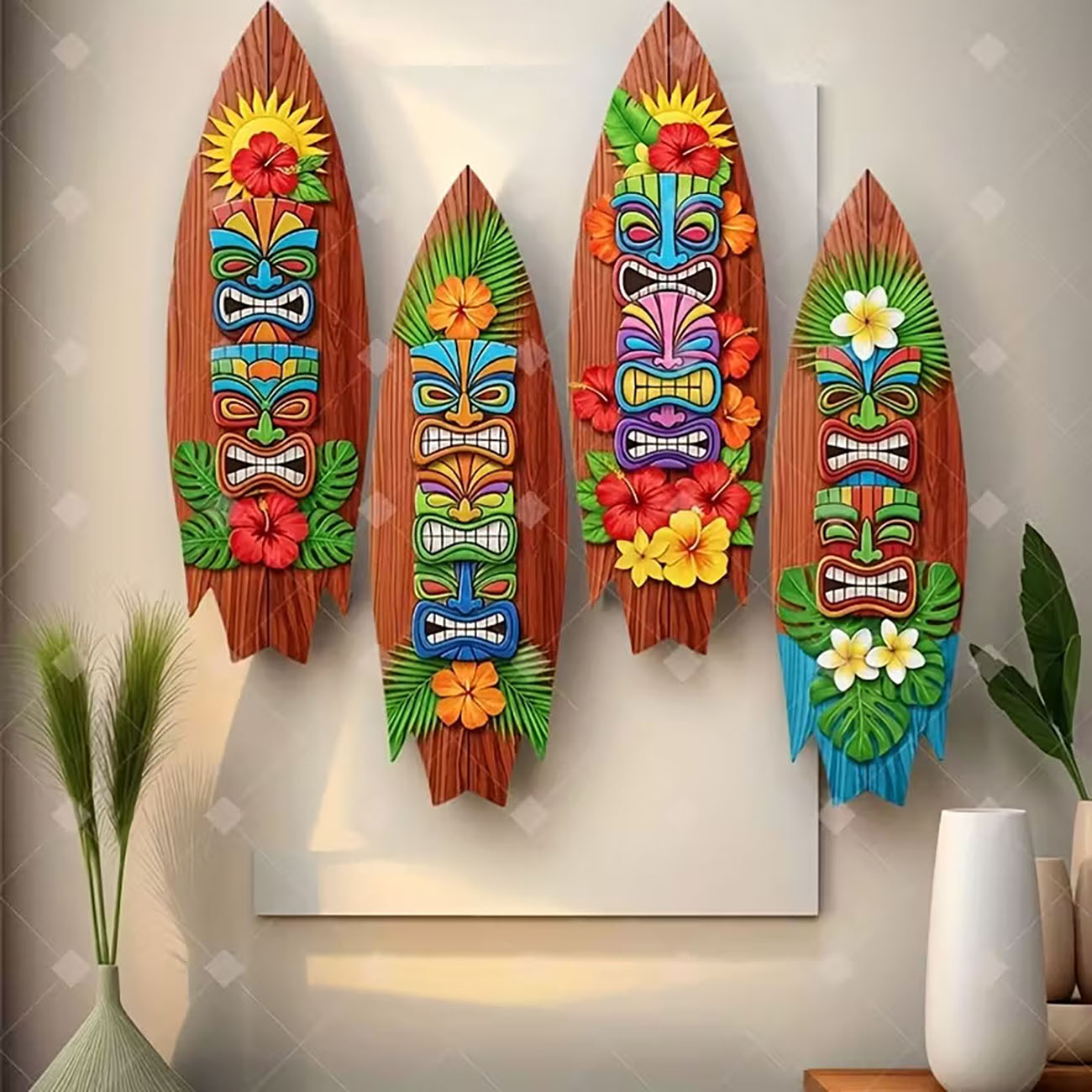 4pcs Tiki Totem Surfboard Wood - Xfasten Woodworking Double Sided Tape ulasan dan harga