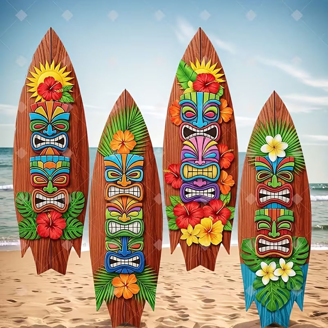 4pcs Tiki Totem Surfboard Wood - Xfasten Woodworking Double Sided Tape ulasan dan harga