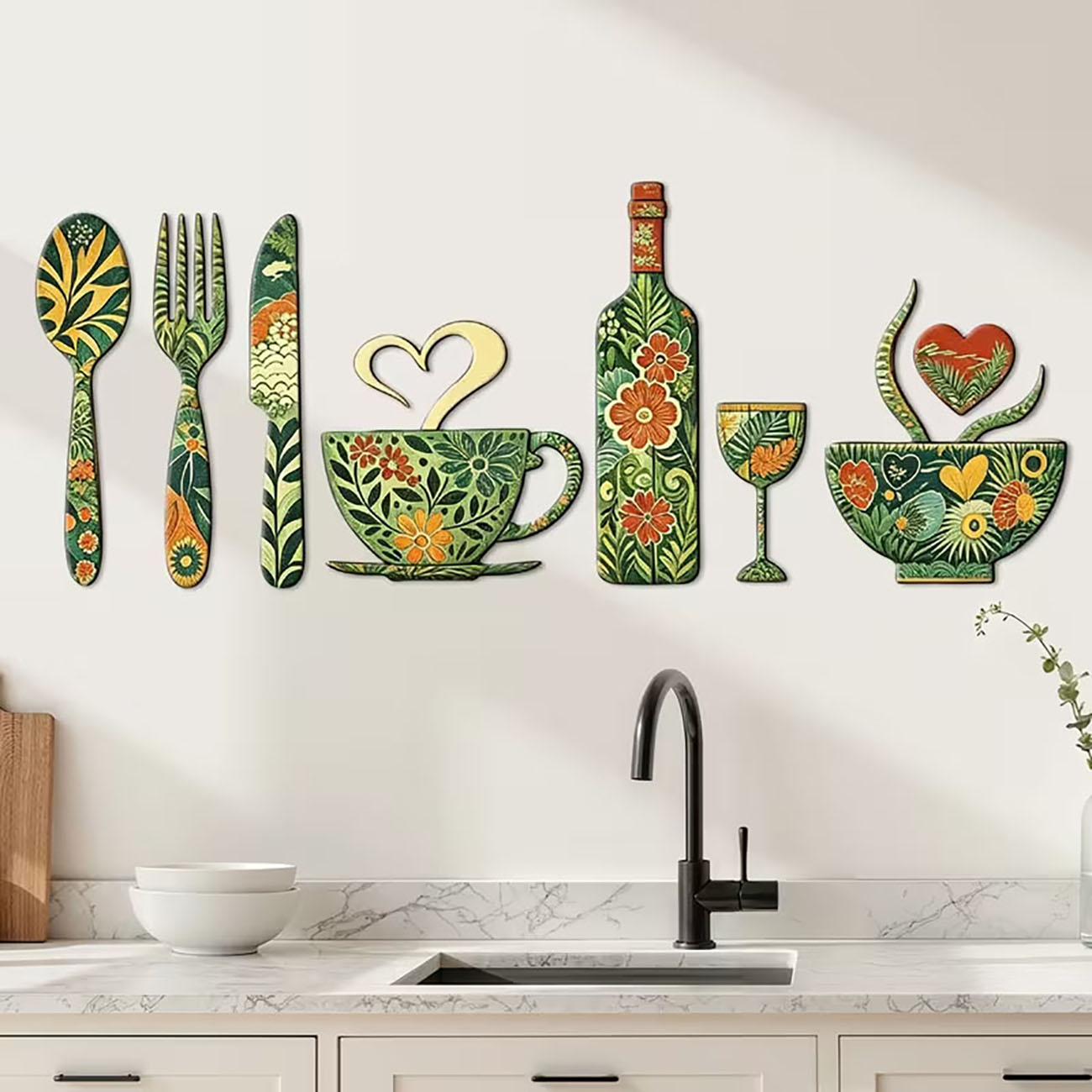 7Pcs Green Floral Kitchen Uten - Xfasten Woodworking Double Sided Tape ulasan dan harga