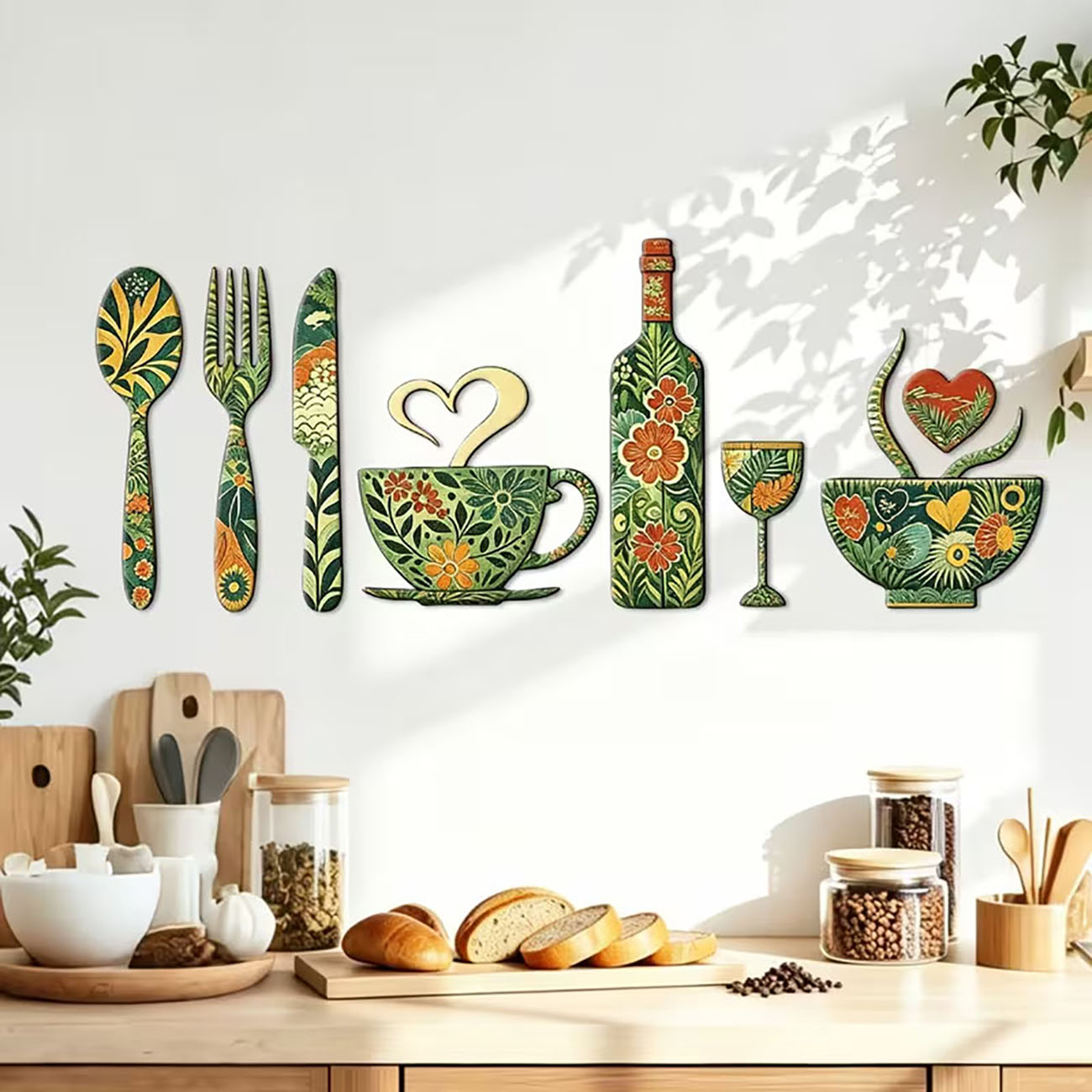 7Pcs Green Floral Kitchen Uten - Xfasten Woodworking Double Sided Tape ulasan dan harga