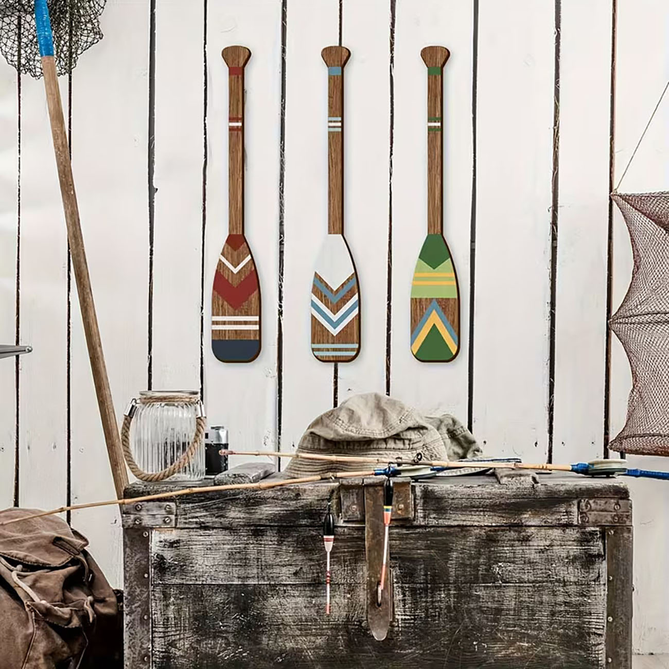 3pcs Vintage Painted Boat Oar  - Xfasten Woodworking Double Sided Tape ulasan dan harga