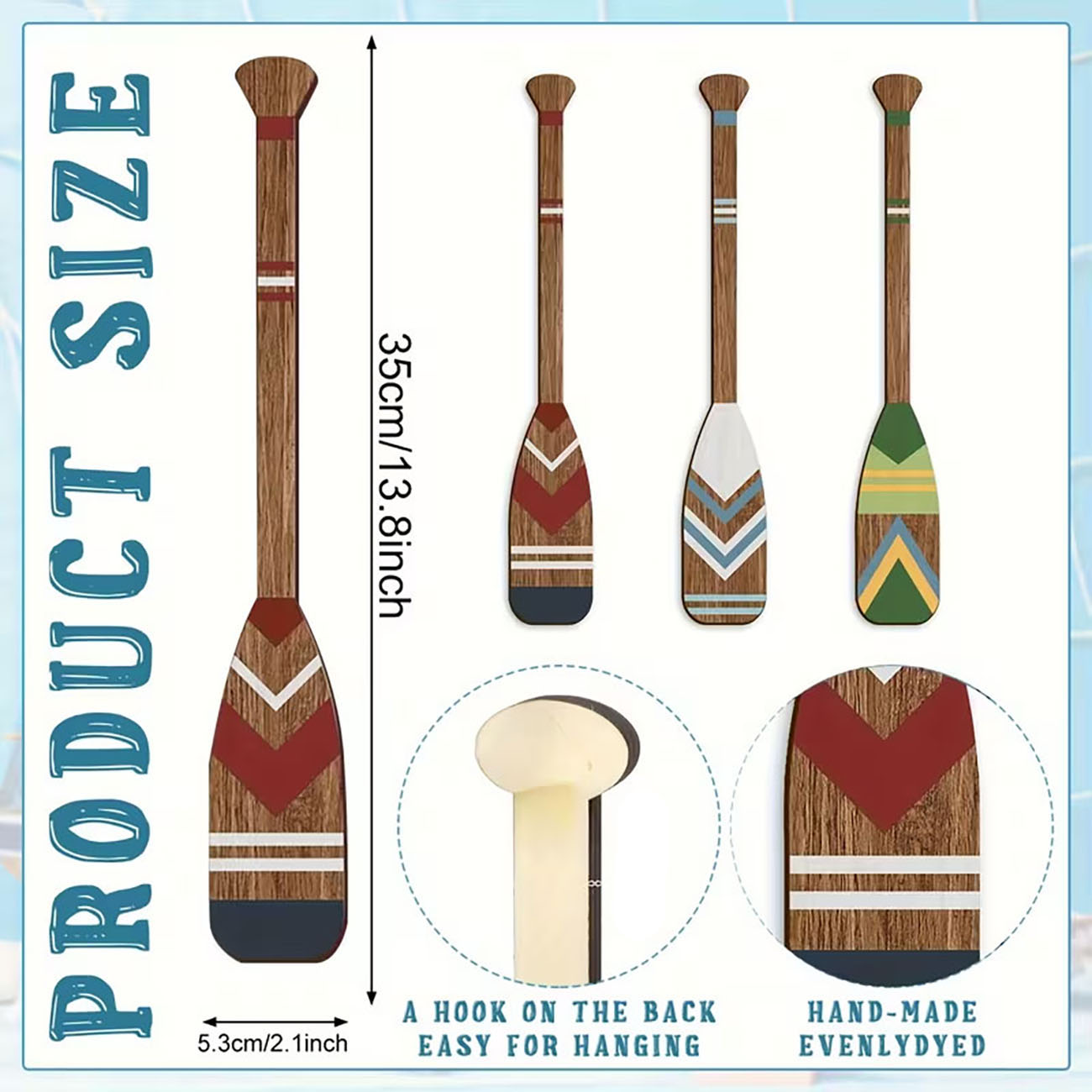 3pcs Vintage Painted Boat Oar  - Xfasten Woodworking Double Sided Tape ulasan dan harga