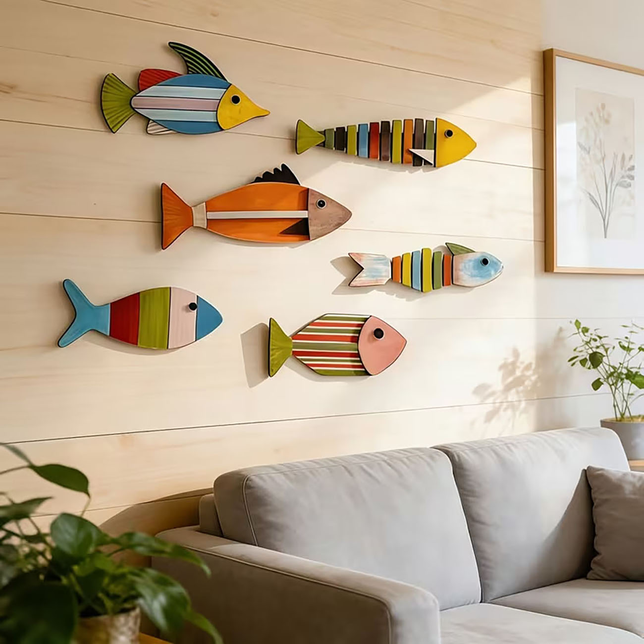 6PCS Colorful Wooden Fish Wall - Xfasten Woodworking Double Sided Tape ulasan dan harga