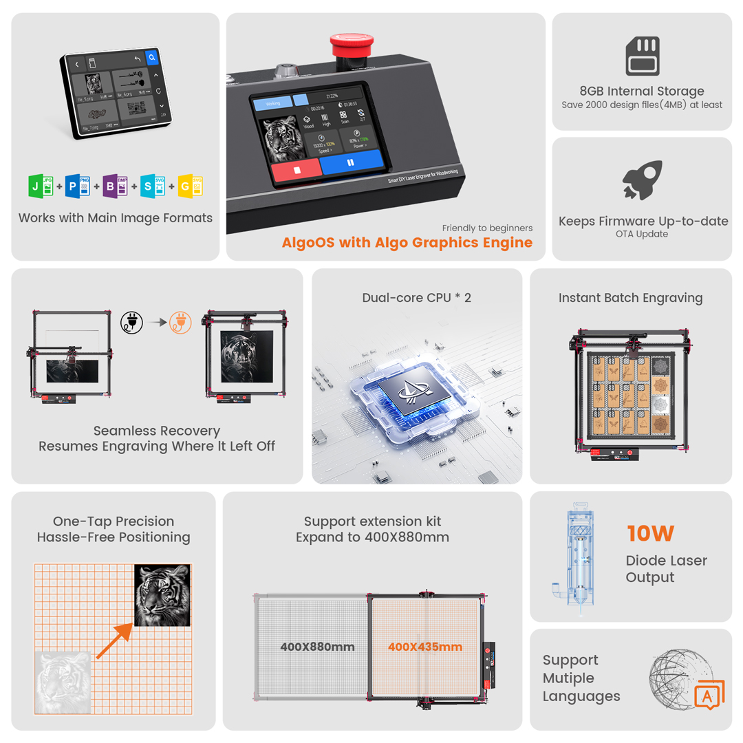 AlgoLaser DIY KIT MK2 10W Lase - Woodworking Logo ulasan dan harga