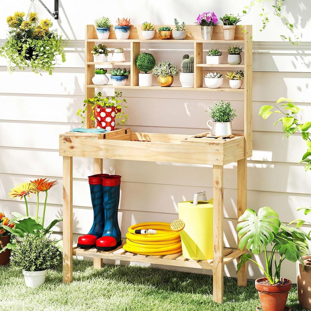 Potting Bench Table, 60” Wood  - Woodworking Bench ulasan dan harga