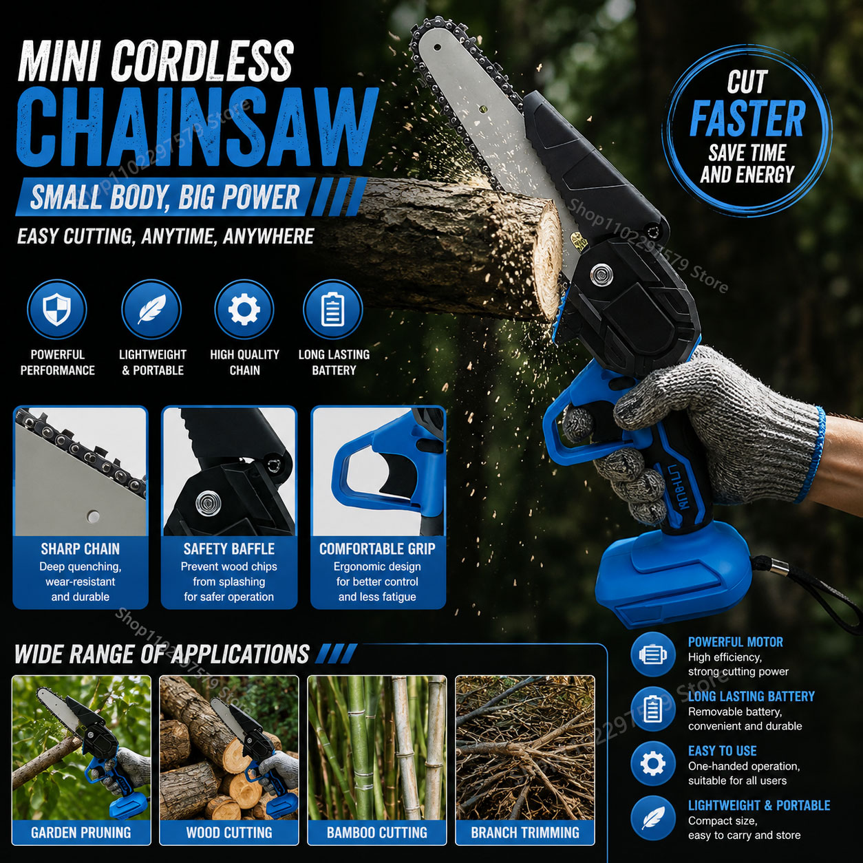6 Inch Cordless Electric Chain - Woodworking Yard Projects ulasan dan harga