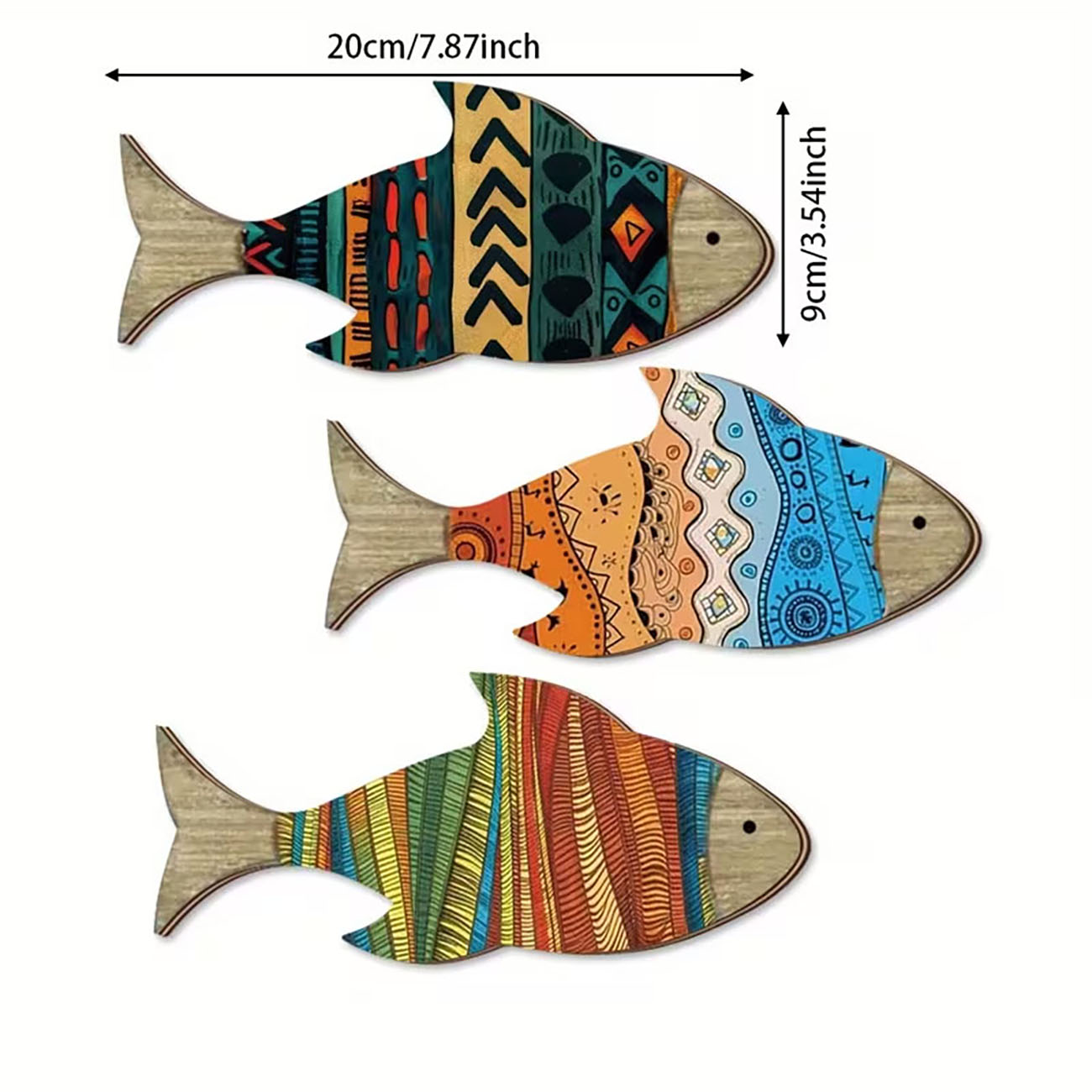 3Pcs Tribal Fish Wooden Wall S - Xfasten Woodworking Double Sided Tape ulasan dan harga